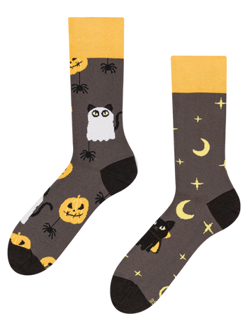 Vidám zokni Halloweeni macska