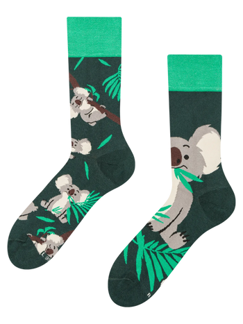Vidám zokni Koala és levelek