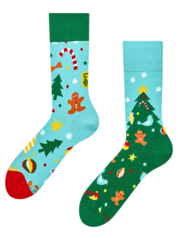 Vidám zokni Karácsonyfa és díszek