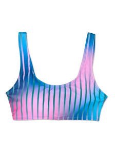 Vidám sportos bikini felső Lila csíkok