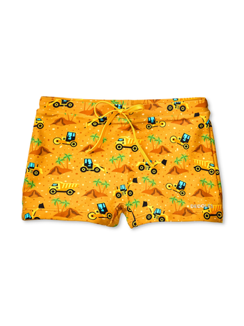 Vidám gyerek fürdőruha Markoló a strandon