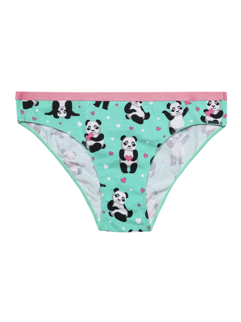 Vidám női alsó Panda és szívecskék
