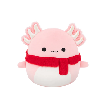 SQUISHMALLOWS Rózsaszínű axolotl sállal – Archie, 30 cm