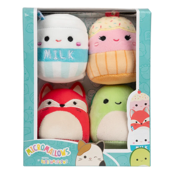 SQUISHMALLOWS Micromallows 4Pack – róka, teknős, tej, torta