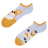 Vidám zokni sportcipőbe Corgi kutya