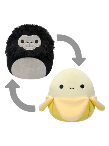 SQUISHMALLOWS 2 az 1-ben Junie, a banán és Aron, a gorilla, 13 cm