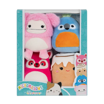 SQUISHMALLOWS Micromallows 4Pack – mosómedve, bigfoot, ara, fahéjas tekercs