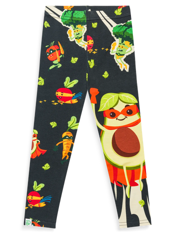 Vidám gyerek pamut leggings Szuperhős zöldségek